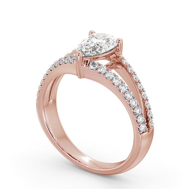 Pear Diamond Engagement Ring 18K Rose Gold Solitaire With Side Stones - Federica ENPE15_RG_SIDE