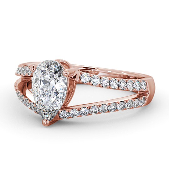  Pear Diamond Engagement Ring 9K Rose Gold Solitaire With Side Stones - Federica ENPE15_RG_THUMB2 