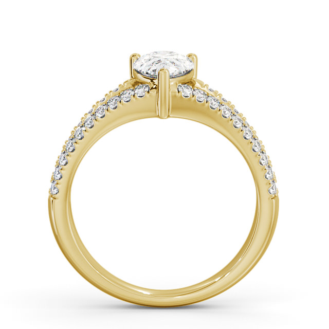 Pear Diamond Engagement Ring 18K Yellow Gold Solitaire With Side Stones - Federica ENPE15_YG_UP