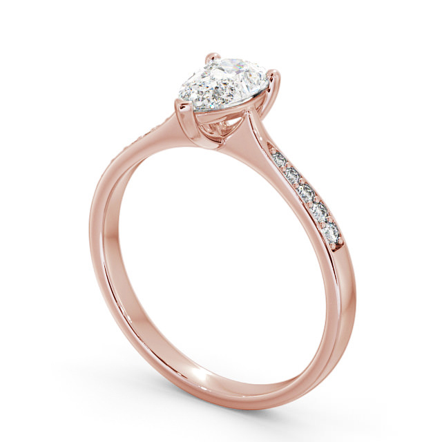 Pear Diamond Engagement Ring 9K Rose Gold Solitaire With Side Stones - Autori ENPE15S_RG_SIDE
