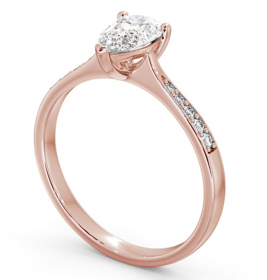 Pear Diamond Tapered Band Engagement Ring 18K Rose Gold Solitaire with Channel Set Side Stones ENPE15S_RG_THUMB1 