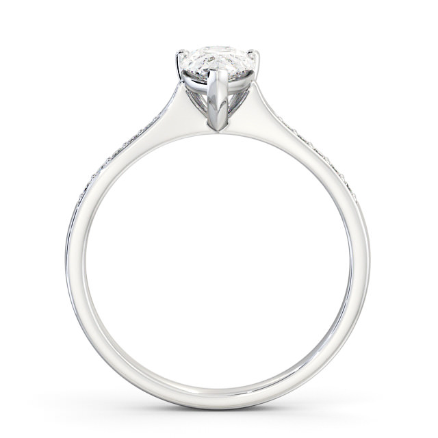 Pear Diamond Engagement Ring 18K White Gold Solitaire With Side Stones - Autori ENPE15S_WG_UP