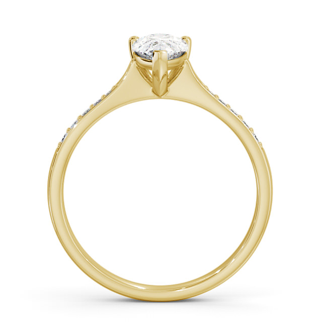 Pear Diamond Engagement Ring 18K Yellow Gold Solitaire With Side Stones - Autori ENPE15S_YG_UP