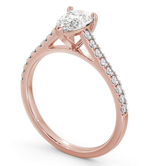 Pear Diamond 3 Prong Engagement Ring 9K Rose Gold Solitaire with Channel Set Side Stones ENPE16_RG_THUMB1 