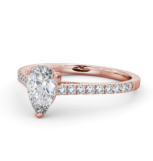 Pear Diamond 3 Prong Engagement Ring 18K Rose Gold Solitaire with Channel Set Side Stones ENPE16_RG_THUMB2 