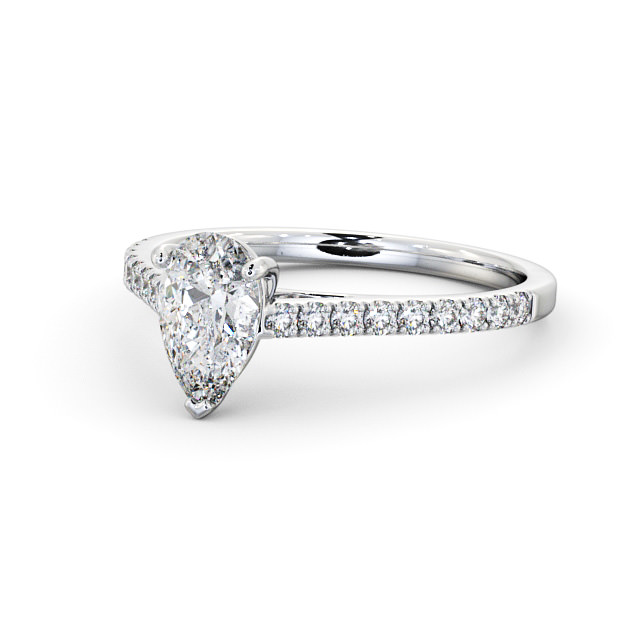 Pear Diamond Engagement Ring Platinum Solitaire With Side Stones - Clousta ENPE16_WG_FLAT