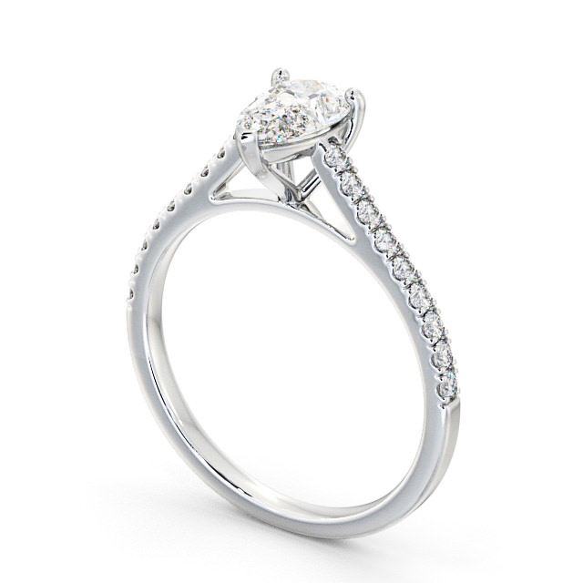 Pear Diamond Engagement Ring Platinum Solitaire With Side Stones - Clousta