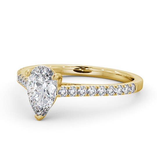 Pear Diamond 3 Prong Engagement Ring 18K Yellow Gold Solitaire with Channel Set Side Stones ENPE16_YG_THUMB2 