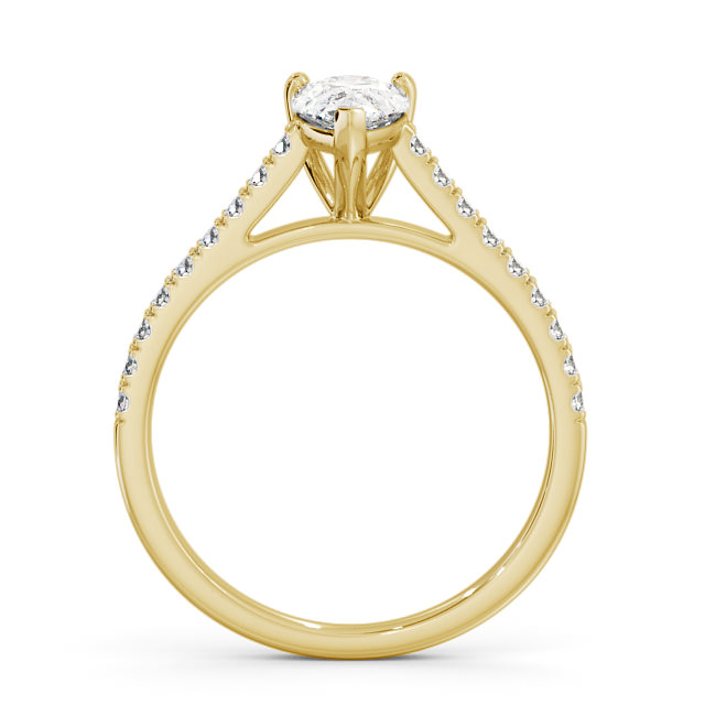Pear Diamond Engagement Ring 18K Yellow Gold Solitaire With Side Stones - Clousta ENPE16_YG_UP
