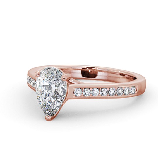 Pear Diamond Trellis Design Engagement Ring 18K Rose Gold Solitaire with Channel Set Side Stones ENPE16S_RG_THUMB2 