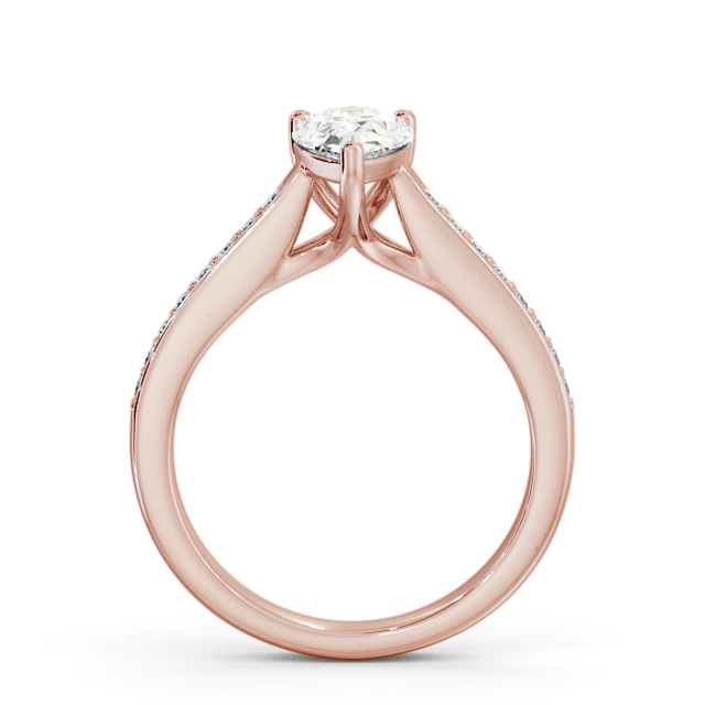 Pear Diamond Engagement Ring 18K Rose Gold Solitaire With Side Stones - Bridstow ENPE16S_RG_UP