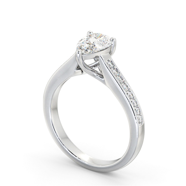 Pear Diamond Engagement Ring 9K White Gold Solitaire With Side Stones - Bridstow ENPE16S_WG_SIDE