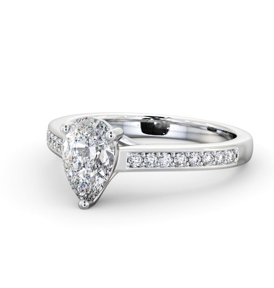  Pear Diamond Engagement Ring Platinum Solitaire With Side Stones - Bridstow ENPE16S_WG_THUMB2 