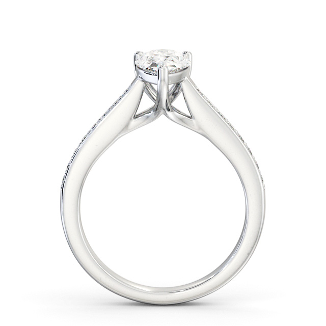 Pear Diamond Engagement Ring 18K White Gold Solitaire With Side Stones - Bridstow ENPE16S_WG_UP