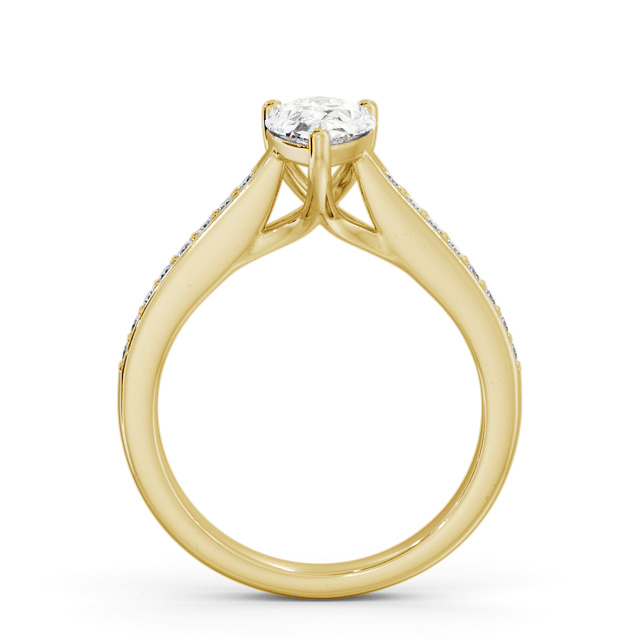 Pear Diamond Engagement Ring 18K Yellow Gold Solitaire With Side Stones - Bridstow ENPE16S_YG_UP