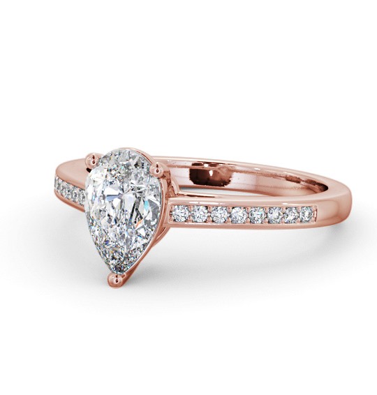  Pear Diamond Engagement Ring 9K Rose Gold Solitaire With Side Stones - Loriene ENPE17S_RG_THUMB2 