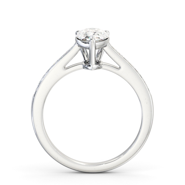 Pear Diamond Engagement Ring 9K White Gold Solitaire With Side Stones - Loriene ENPE17S_WG_UP