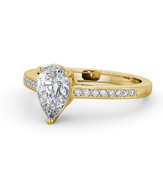  Pear Diamond Engagement Ring 18K Yellow Gold Solitaire With Side Stones - Loriene ENPE17S_YG_THUMB2 