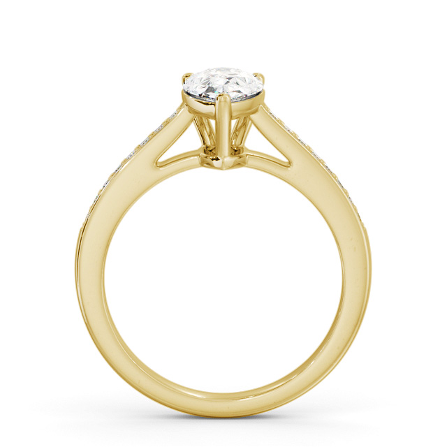 Pear Diamond Engagement Ring 18K Yellow Gold Solitaire With Side Stones - Loriene ENPE17S_YG_UP