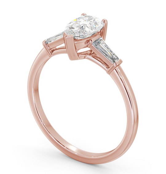  Pear Diamond Engagement Ring 18K Rose Gold Solitaire With Side Stones - Ohio ENPE18S_RG_THUMB1 