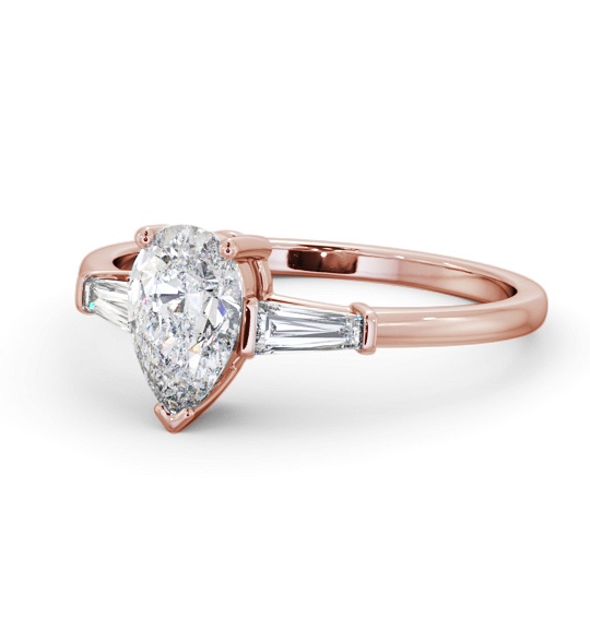  Pear Diamond Engagement Ring 9K Rose Gold Solitaire With Side Stones - Ohio ENPE18S_RG_THUMB2 