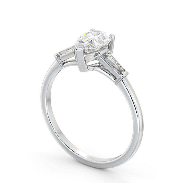 Pear Diamond Engagement Ring Platinum Solitaire With Side Stones - Ohio ENPE18S_WG_SIDE