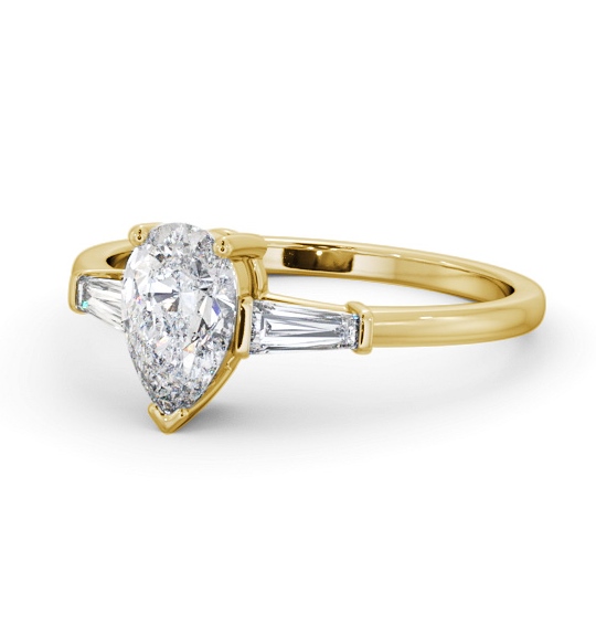 Pear Diamond Engagement Ring 18K Yellow Gold Solitaire With Side Stones - Ohio ENPE18S_YG_THUMB2 