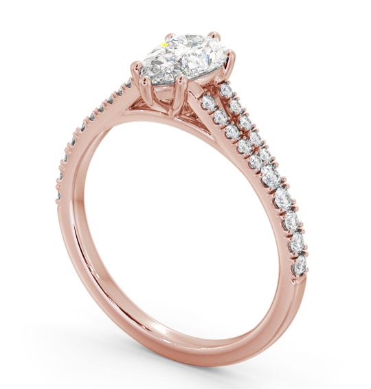 Pear Diamond Split Band Engagement Ring 9K Rose Gold Solitaire with Channel Set Side Stones ENPE19S_RG_THUMB1