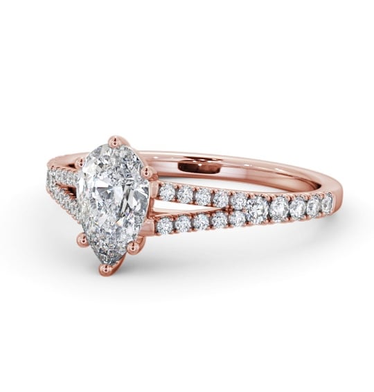 Pear Diamond Split Band Engagement Ring 18K Rose Gold Solitaire with Channel Set Side Stones ENPE19S_RG_THUMB2 