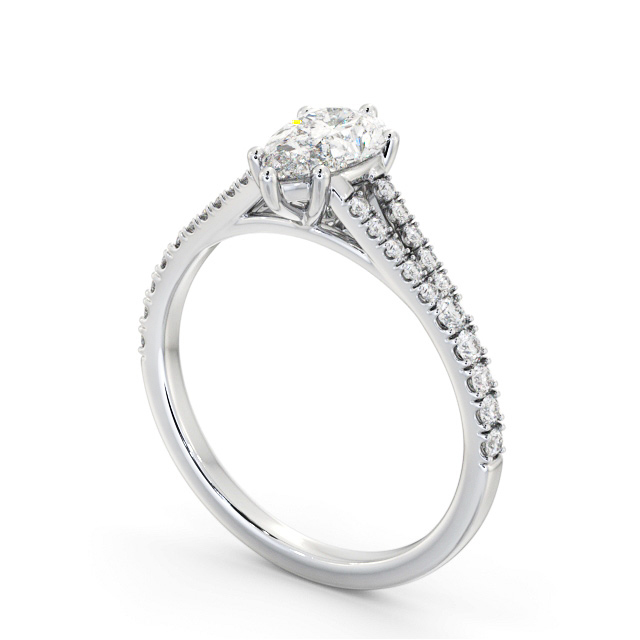 Pear Diamond Engagement Ring Palladium Solitaire With Side Stones - Olsen