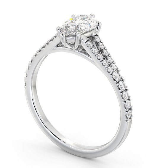 Pear Diamond Engagement Ring 9K White Gold Solitaire With Side Stones - Olsen ENPE19S_WG_THUMB1 