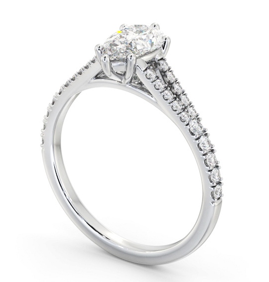 Pear Diamond Split Band Engagement Ring 9K White Gold Solitaire with Channel Set Side Stones ENPE19S_WG_THUMB1