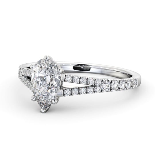  Pear Diamond Engagement Ring Palladium Solitaire With Side Stones - Olsen ENPE19S_WG_THUMB2 