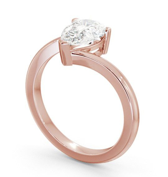 Pear Diamond Sweeping Band Engagement Ring 9K Rose Gold Solitaire ENPE1_RG_THUMB1 