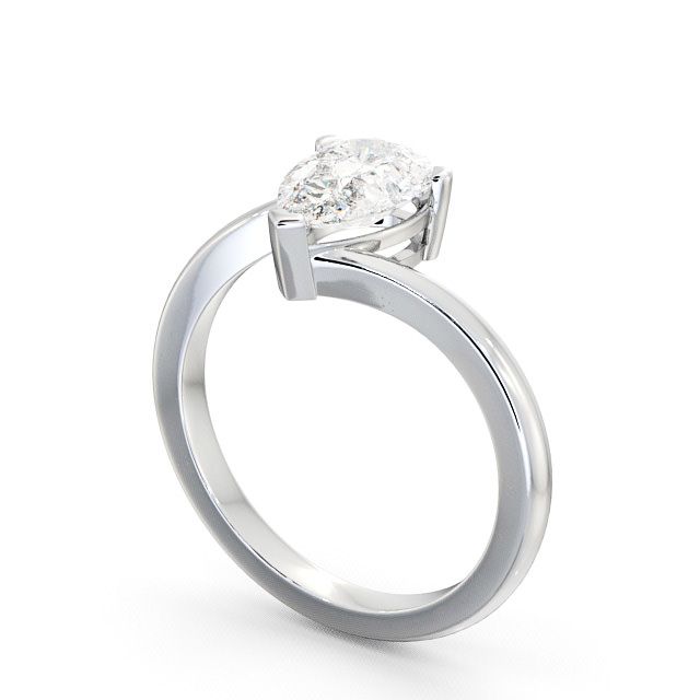 Pear Diamond Engagement Ring 18K White Gold Solitaire - Alva ENPE1_WG_SIDE