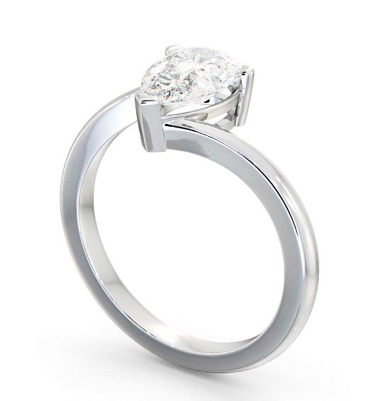Pear Diamond Engagement Ring 18K White Gold Solitaire - Alva ENPE1_WG_THUMB1