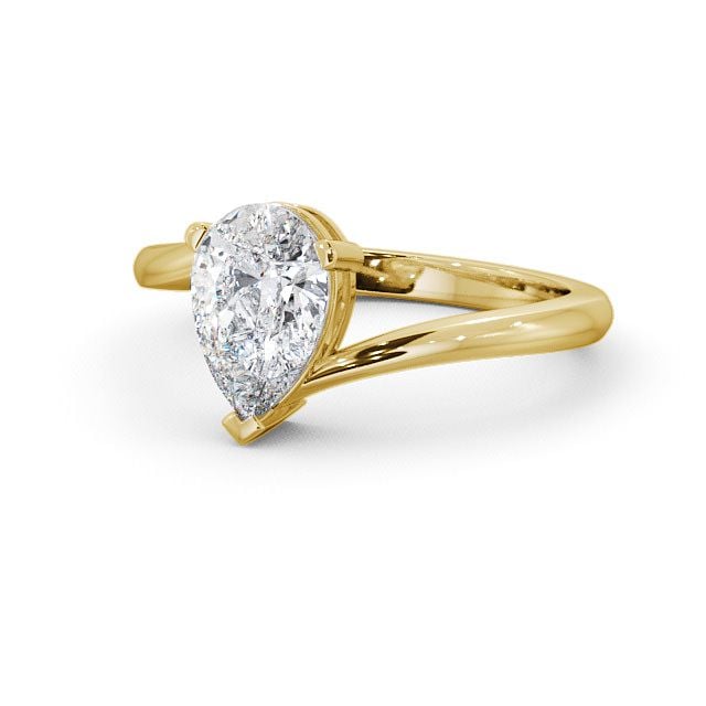 Pear Diamond Engagement Ring 9K Yellow Gold Solitaire - Alva ENPE1_YG_FLAT