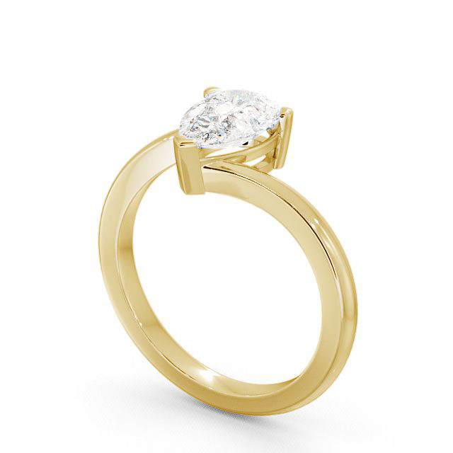 Pear Diamond Engagement Ring 18K Yellow Gold Solitaire - Alva ENPE1_YG_SIDE