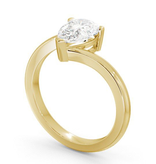 Pear Diamond Sweeping Band Engagement Ring 18K Yellow Gold Solitaire ENPE1_YG_THUMB1