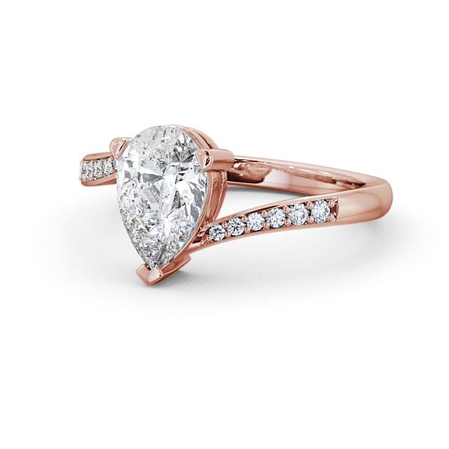 Pear Diamond Engagement Ring 9K Rose Gold Solitaire With Side Stones - Alderley ENPE1S_RG_FLAT