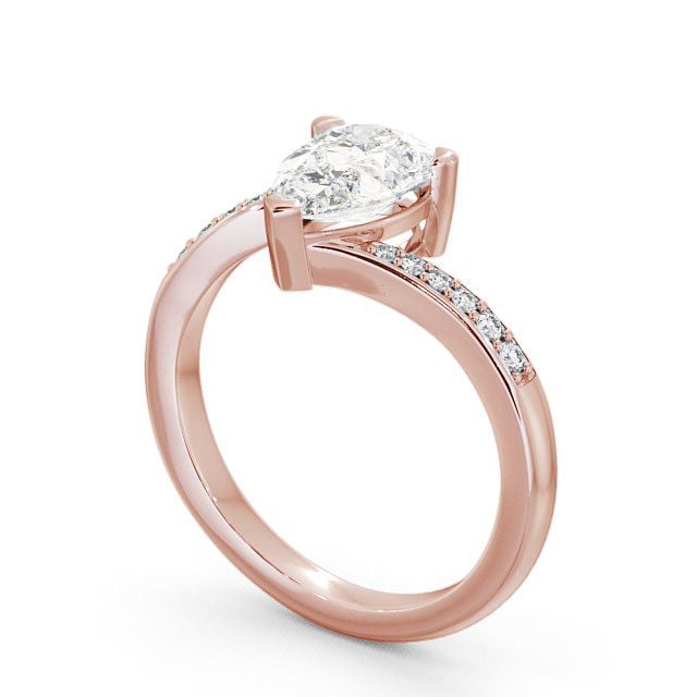 Pear Diamond Engagement Ring 9K Rose Gold Solitaire With Side Stones - Alderley ENPE1S_RG_SIDE