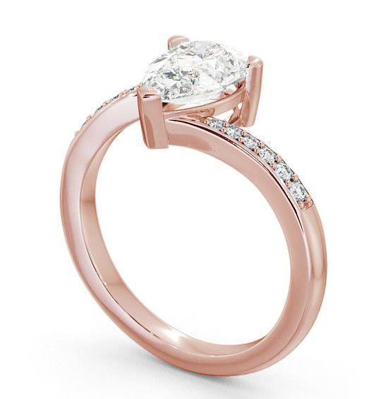 Pear Diamond Offset Band Engagement Ring 9K Rose Gold Solitaire with Channel Set Side Stones ENPE1S_RG_THUMB1 