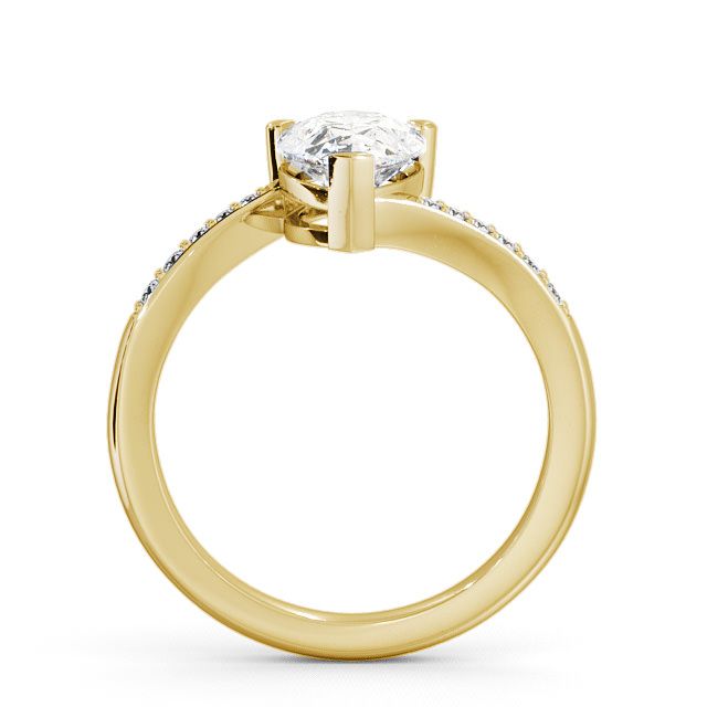Pear Diamond Engagement Ring 18K Yellow Gold Solitaire With Side Stones - Alderley ENPE1S_YG_UP