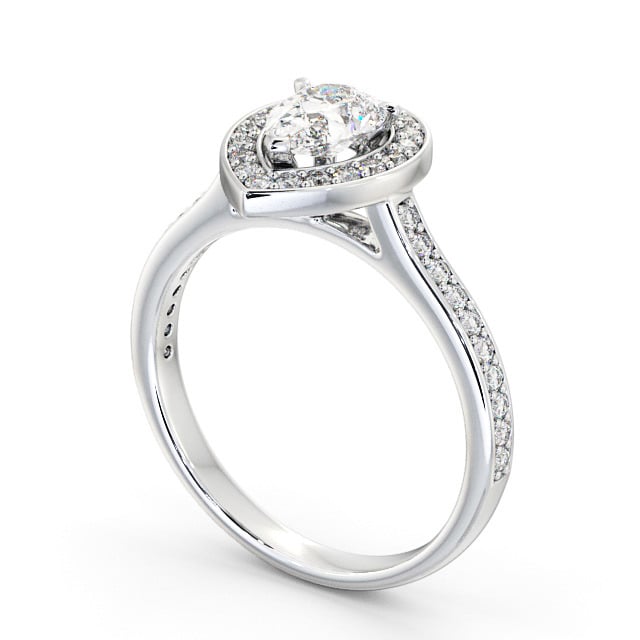 Halo Pear Diamond Engagement Ring Platinum - Sophie ENPE20_WG_SIDE