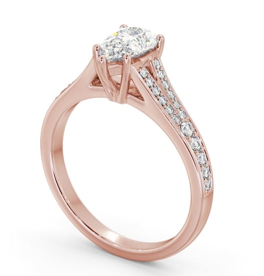  Pear Diamond Engagement Ring 9K Rose Gold Solitaire With Side Stones - Nicoletta ENPE20S_RG_THUMB1 