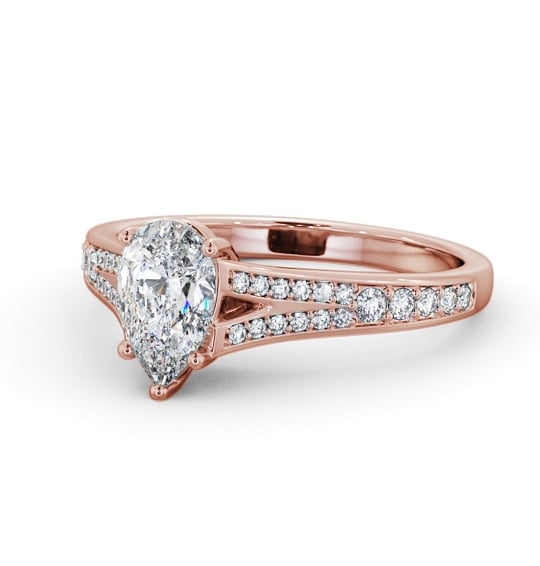  Pear Diamond Engagement Ring 9K Rose Gold Solitaire With Side Stones - Nicoletta ENPE20S_RG_THUMB2 