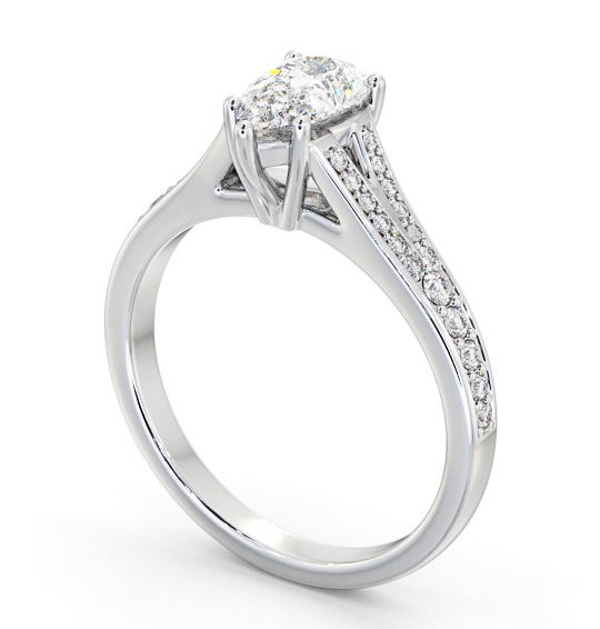  Pear Diamond Engagement Ring Platinum Solitaire With Side Stones - Nicoletta ENPE20S_WG_THUMB1 