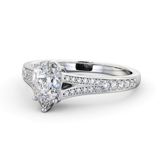  Pear Diamond Engagement Ring Platinum Solitaire With Side Stones - Nicoletta ENPE20S_WG_THUMB2 