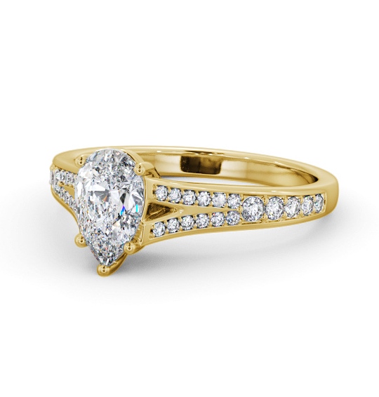  Pear Diamond Engagement Ring 18K Yellow Gold Solitaire With Side Stones - Nicoletta ENPE20S_YG_THUMB2 