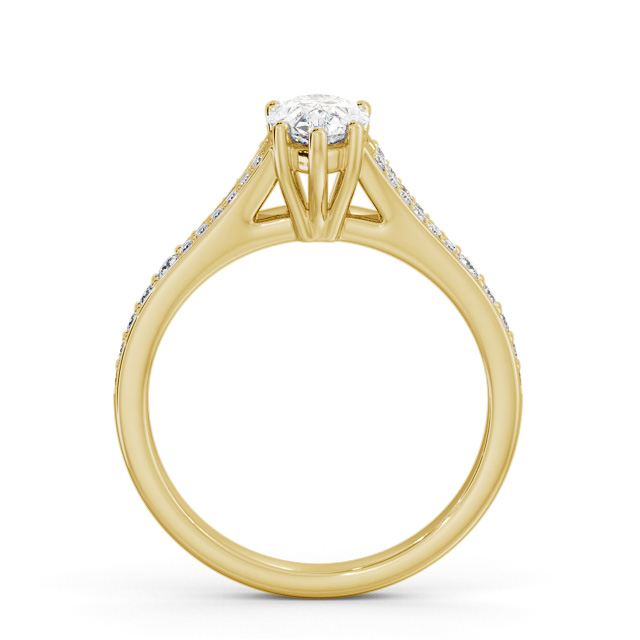 Pear Diamond Engagement Ring 18K Yellow Gold Solitaire With Side Stones - Nicoletta ENPE20S_YG_UP